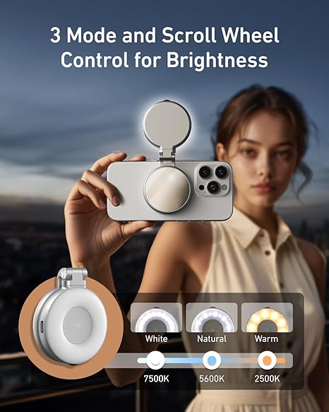 TELESIN Magnetic Selfie Ring Light – Portable LED Light for Phone & Camera