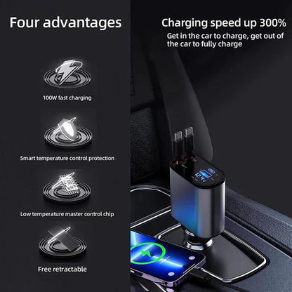 4 in 1 Retractable Charger – Universal Multi-Device Charging Cable