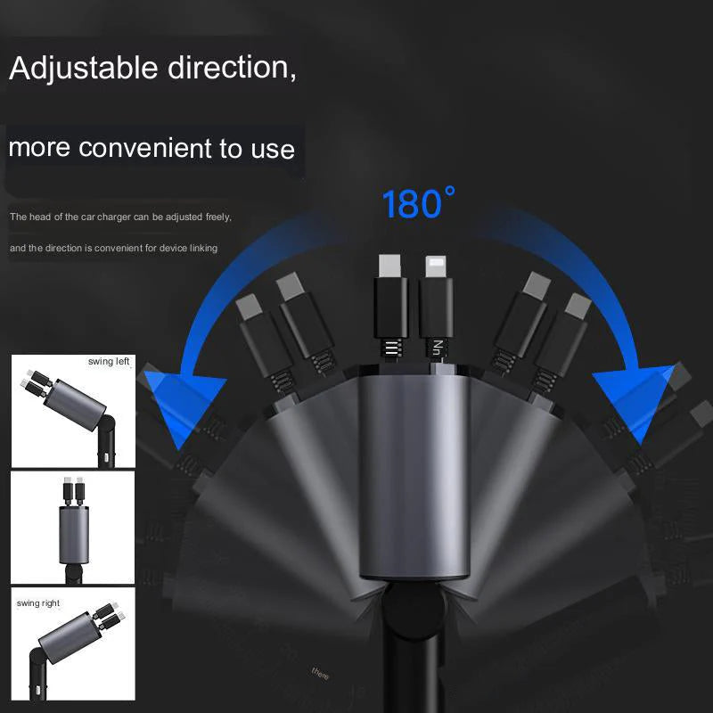 4 in 1 Retractable Charger – Universal Multi-Device Charging Cable