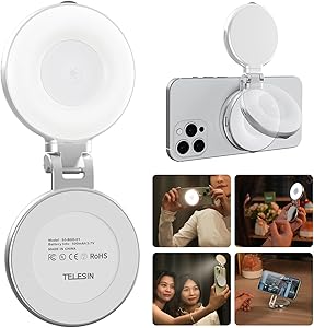 TELESIN Magnetic Selfie Ring Light – Portable LED Light for Phone & Camera