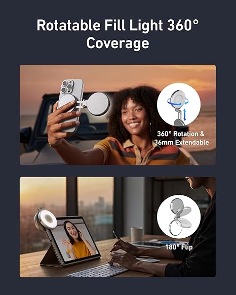 TELESIN Magnetic Selfie Ring Light – Portable LED Light for Phone & Camera